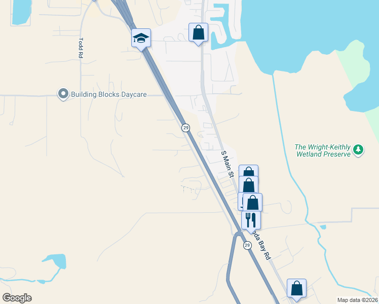 map of restaurants, bars, coffee shops, grocery stores, and more near 2441 Parallel Drive in Lakeport