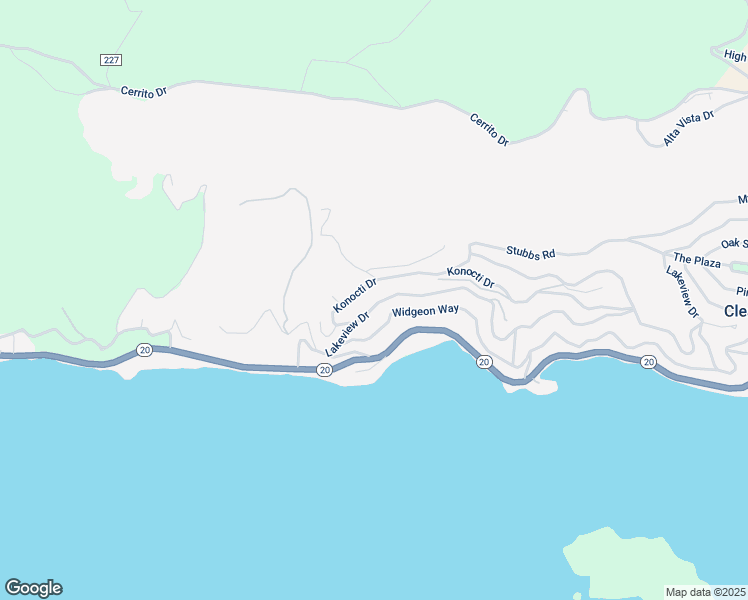 map of restaurants, bars, coffee shops, grocery stores, and more near 11664 Lakeview Drive in Clearlake Oaks