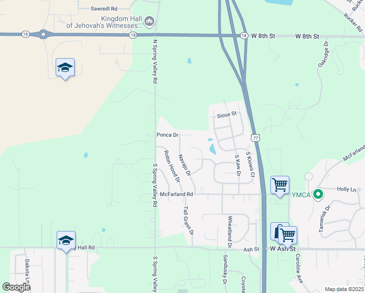 map of restaurants, bars, coffee shops, grocery stores, and more near 141 Navajo Drive in Junction City