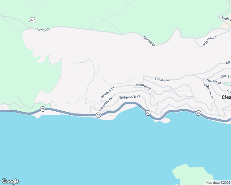 map of restaurants, bars, coffee shops, grocery stores, and more near 11668 Lakeview Drive in Clearlake Oaks