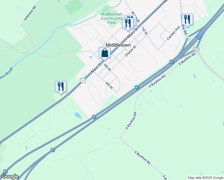 map of restaurants, bars, coffee shops, grocery stores, and more near 2149 6th Street in Middletown