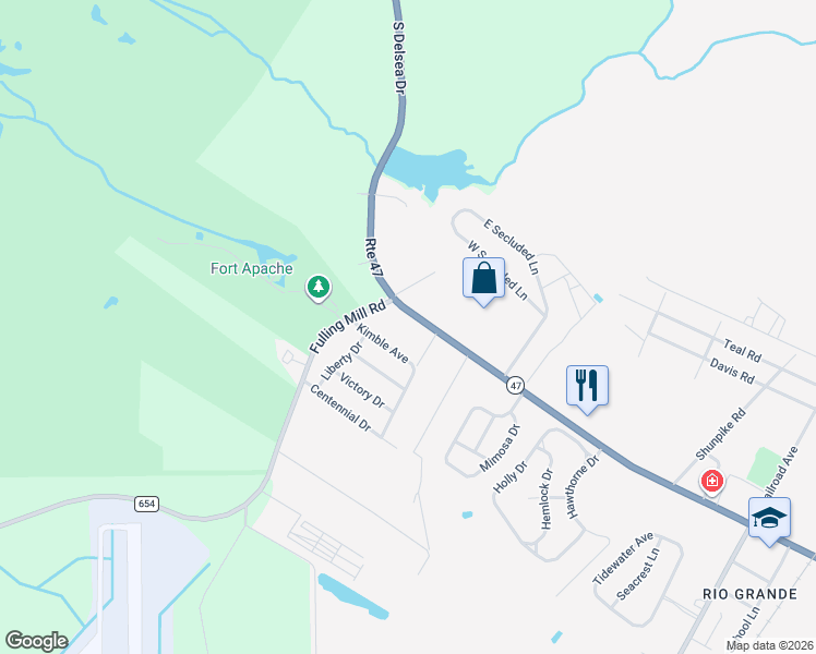 map of restaurants, bars, coffee shops, grocery stores, and more near 1007 New Jersey 47 in Middle Township