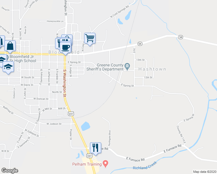 map of restaurants, bars, coffee shops, grocery stores, and more near 200 13 South Meadowlark Lane in Bloomfield