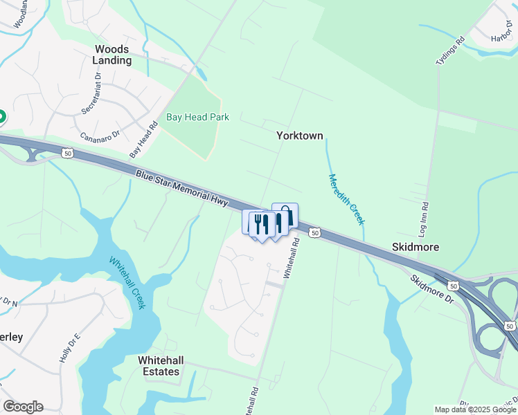 map of restaurants, bars, coffee shops, grocery stores, and more near East College Parkway in Annapolis