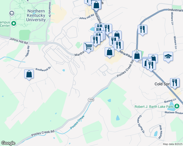 map of restaurants, bars, coffee shops, grocery stores, and more near 1000 Monterey Lane in Cold Spring