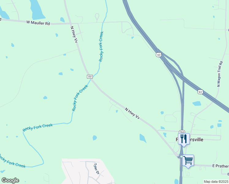 map of restaurants, bars, coffee shops, grocery stores, and more near 6368 North Highway Vv in Columbia