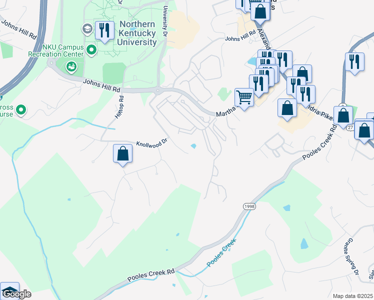 map of restaurants, bars, coffee shops, grocery stores, and more near 11 Timberview Court in Highland Heights