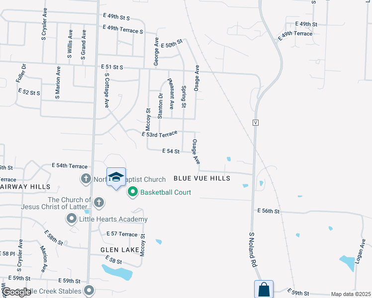 map of restaurants, bars, coffee shops, grocery stores, and more near 5327 Spring Avenue in Kansas City
