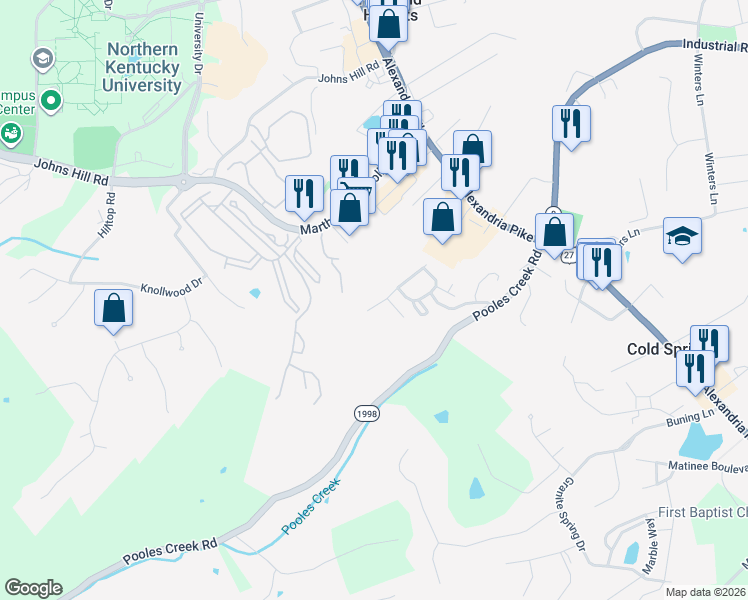 map of restaurants, bars, coffee shops, grocery stores, and more near 1010 Monterey Lane in Cold Spring