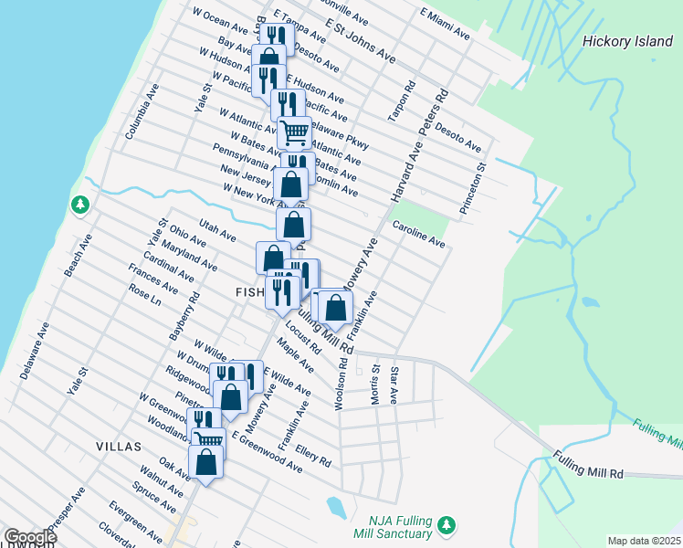 map of restaurants, bars, coffee shops, grocery stores, and more near 26 Matthews Avenue in Villas