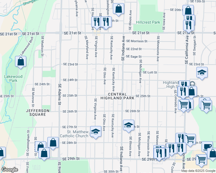 map of restaurants, bars, coffee shops, grocery stores, and more near 2405 SE Kentucky Ave in Topeka