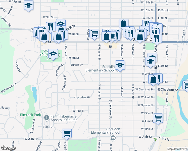 map of restaurants, bars, coffee shops, grocery stores, and more near 619 West 2nd Street in Junction City