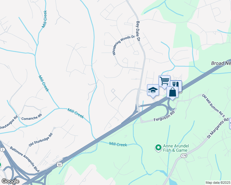 map of restaurants, bars, coffee shops, grocery stores, and more near 1629 Elkwood Court in Annapolis