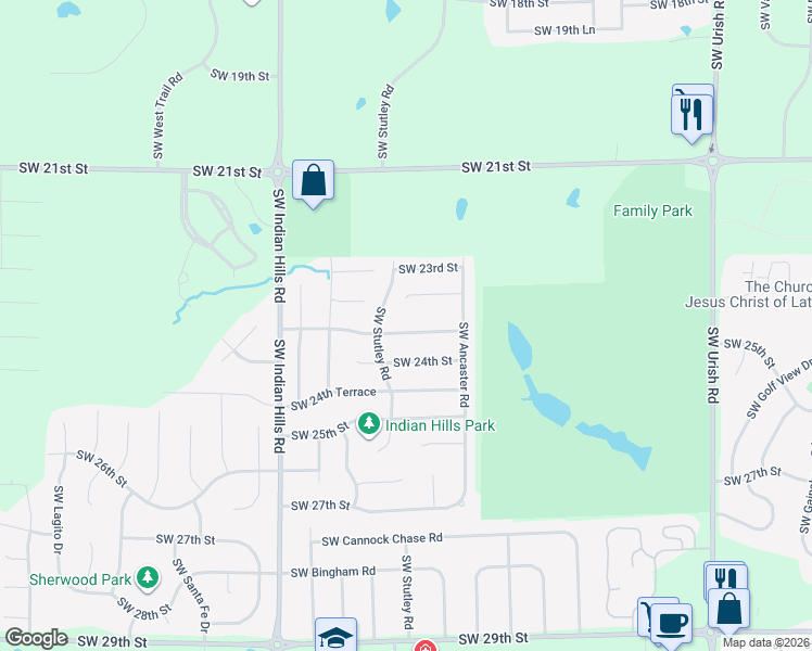map of restaurants, bars, coffee shops, grocery stores, and more near 7316 Southwest 23rd Terrace in Topeka