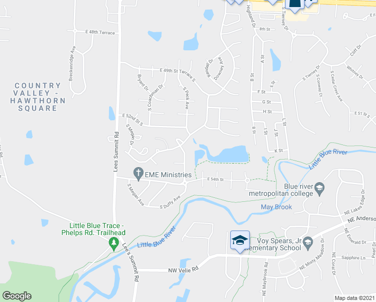 map of restaurants, bars, coffee shops, grocery stores, and more near 5213 South Duffey Avenue in Independence