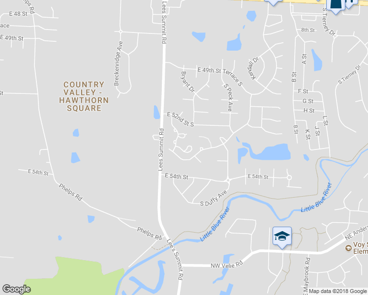 map of restaurants, bars, coffee shops, grocery stores, and more near 16506 East 53rd Street Court South in Independence
