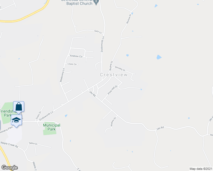 map of restaurants, bars, coffee shops, grocery stores, and more near 14 Terrace Avenue in Highland Heights