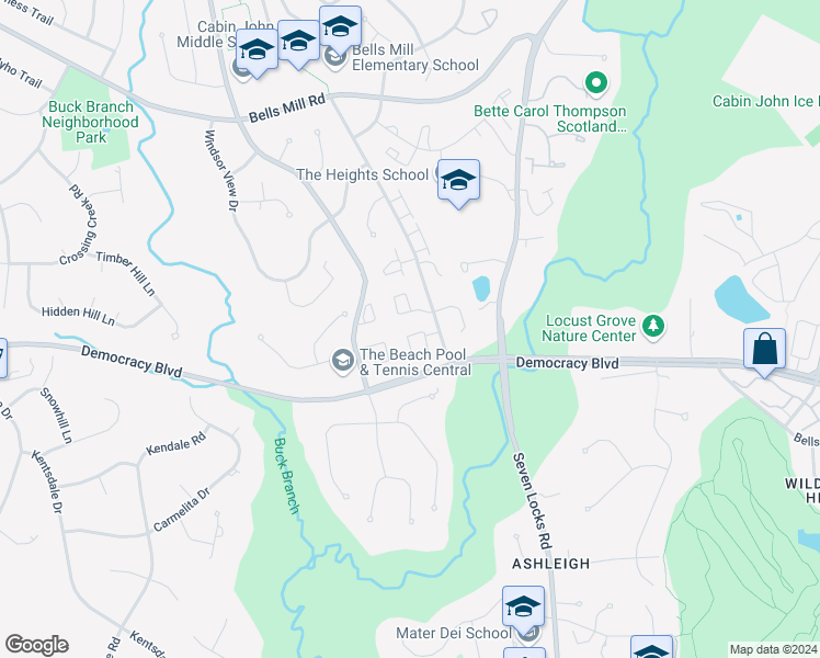 map of restaurants, bars, coffee shops, grocery stores, and more near 10240 Democracy Lane in Rockville
