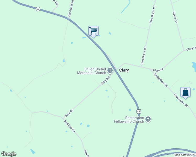 map of restaurants, bars, coffee shops, grocery stores, and more near 493 Clary Road in Strasburg