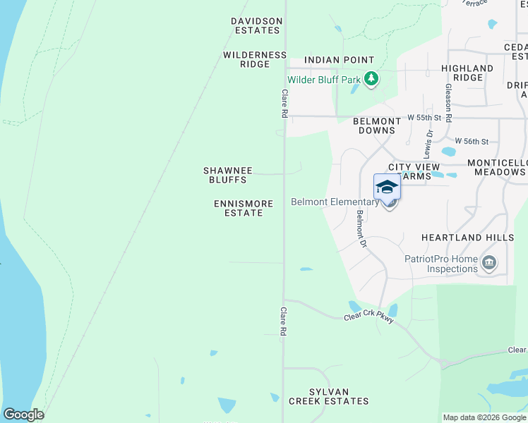 map of restaurants, bars, coffee shops, grocery stores, and more near 5740 Clare Road in Shawnee