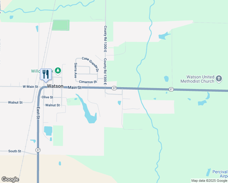 map of restaurants, bars, coffee shops, grocery stores, and more near 105 Elmwood Drive in Watson