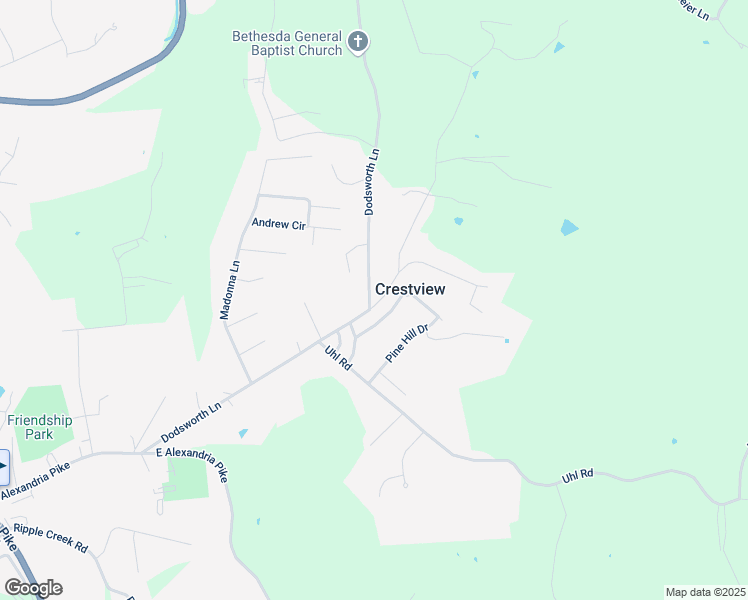 map of restaurants, bars, coffee shops, grocery stores, and more near 5468 Skyline Drive in Highland Heights