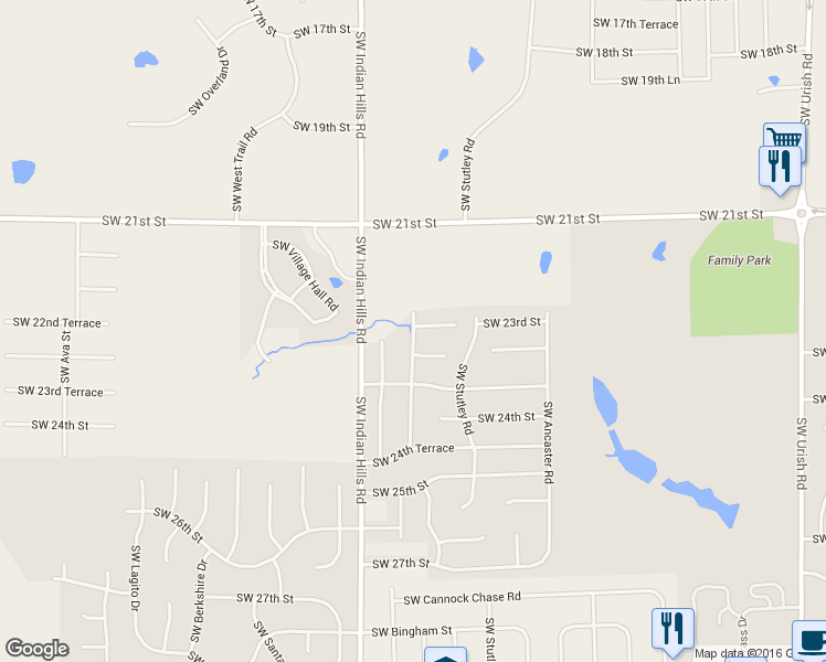map of restaurants, bars, coffee shops, grocery stores, and more near 2265 Southwest Romar Road in Topeka