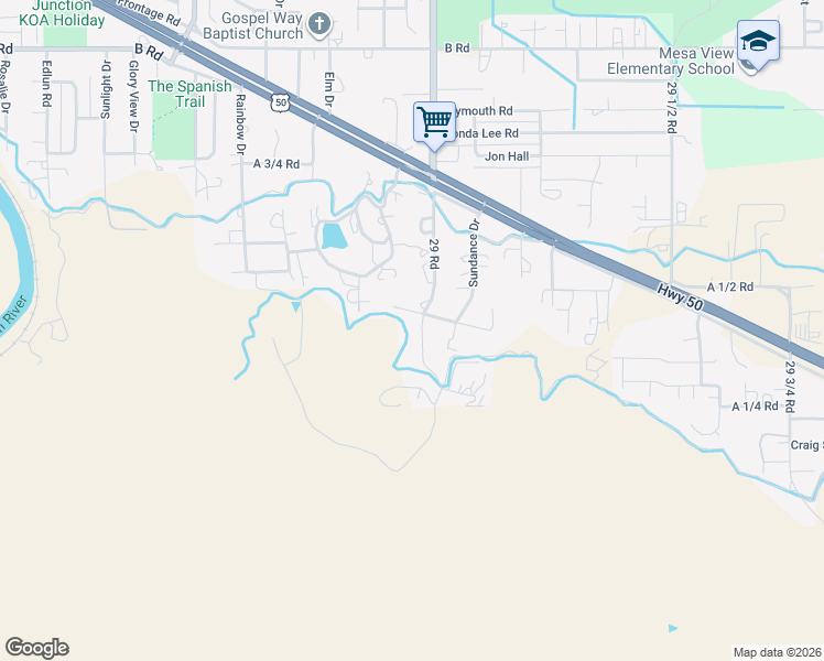 map of restaurants, bars, coffee shops, grocery stores, and more near 143 29 Road in Grand Junction