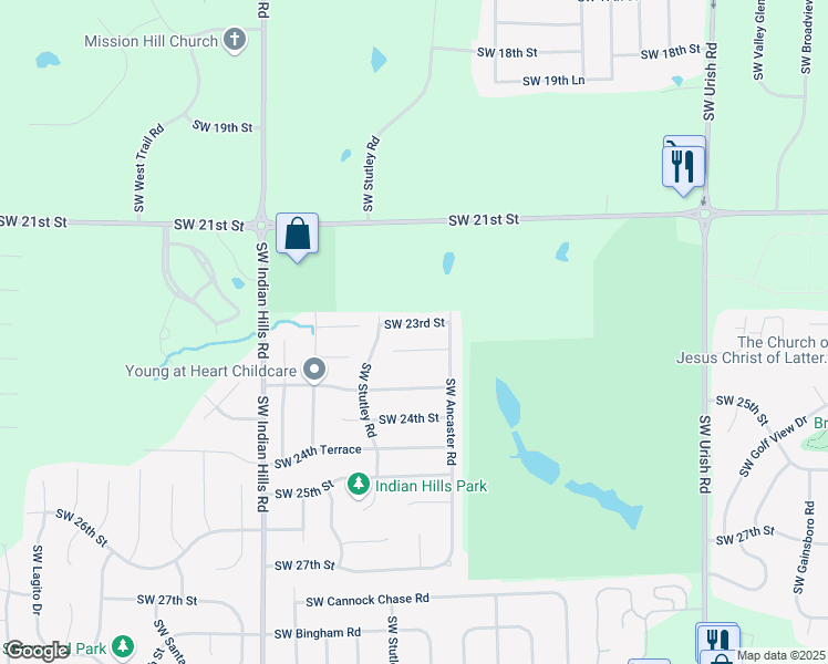 map of restaurants, bars, coffee shops, grocery stores, and more near 7211 Southwest 23rd Street in Topeka
