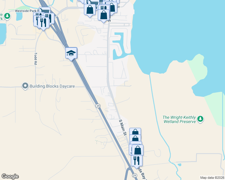 map of restaurants, bars, coffee shops, grocery stores, and more near 2150 South Main Street in Lakeport