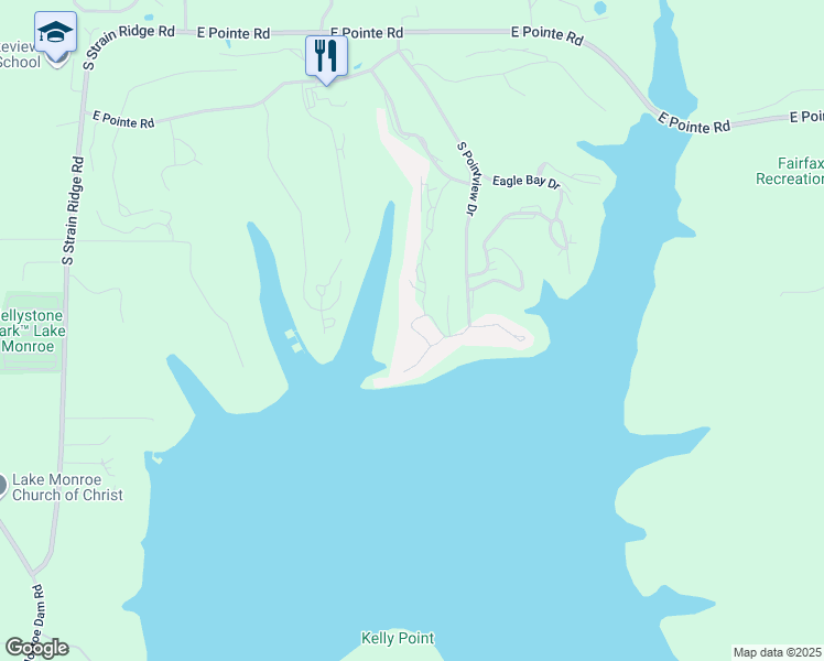 map of restaurants, bars, coffee shops, grocery stores, and more near 9610 South Lake Ridge Drive in Bloomington