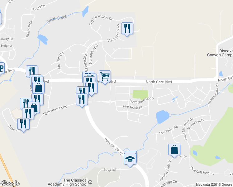 map of restaurants, bars, coffee shops, grocery stores, and more near 807 Altamont Ridge Drive in Colorado Springs