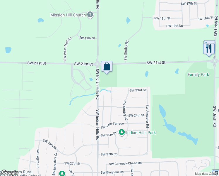 map of restaurants, bars, coffee shops, grocery stores, and more near 2265 Southwest Romar Road in Topeka