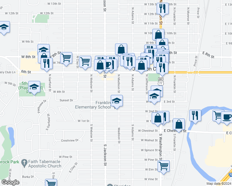 map of restaurants, bars, coffee shops, grocery stores, and more near 403 West 4th Street in Junction City
