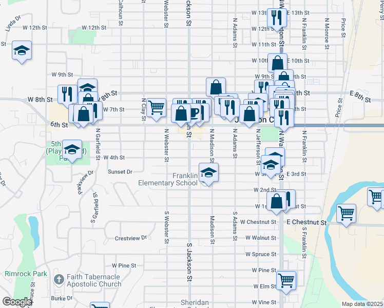 map of restaurants, bars, coffee shops, grocery stores, and more near 401 North Jackson Street in Junction City