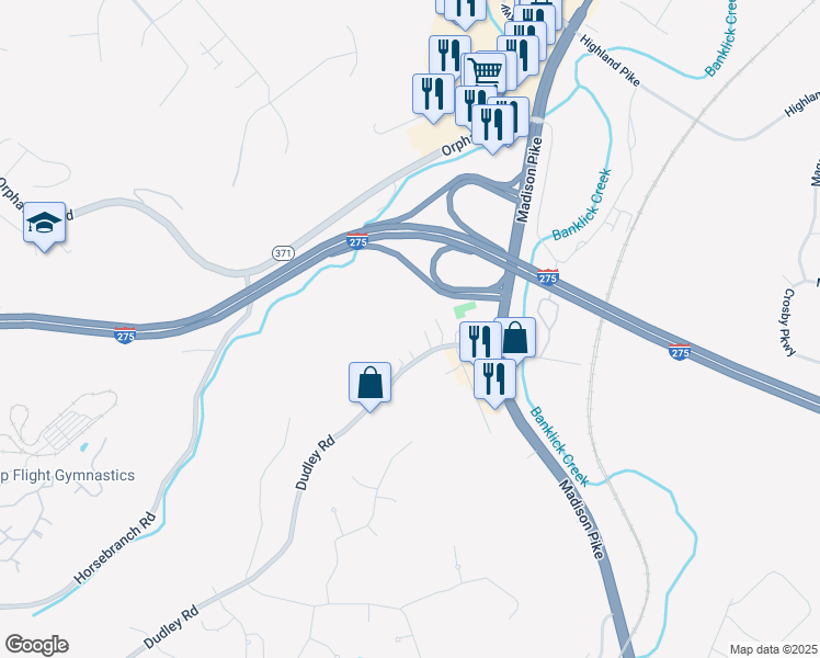 map of restaurants, bars, coffee shops, grocery stores, and more near 370 Madison Pike in Fort Mitchell