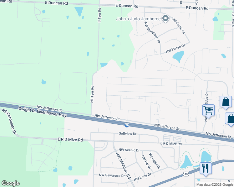 map of restaurants, bars, coffee shops, grocery stores, and more near 1603 NW Eagle Ridge Dr in Grain Valley
