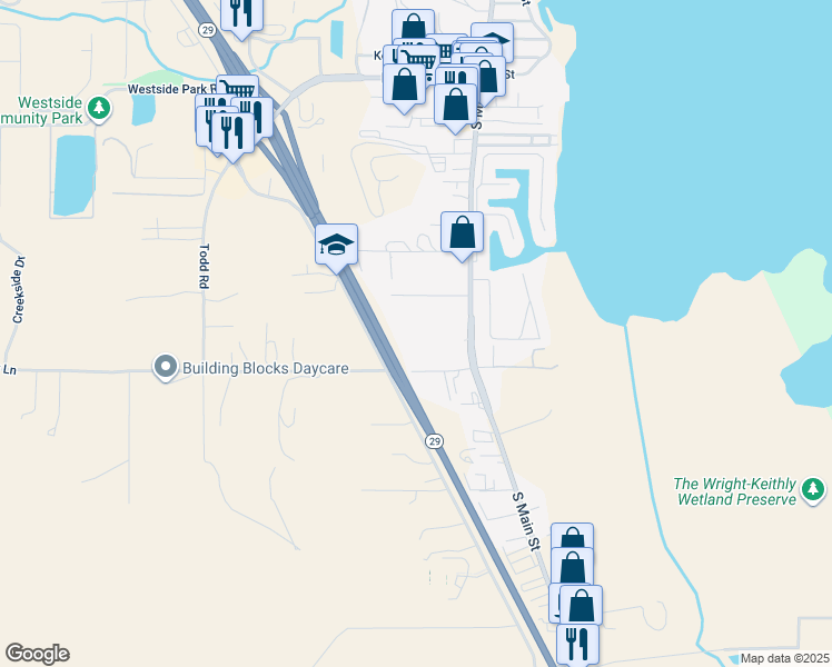 map of restaurants, bars, coffee shops, grocery stores, and more near 2019 South Main Street in Lakeport