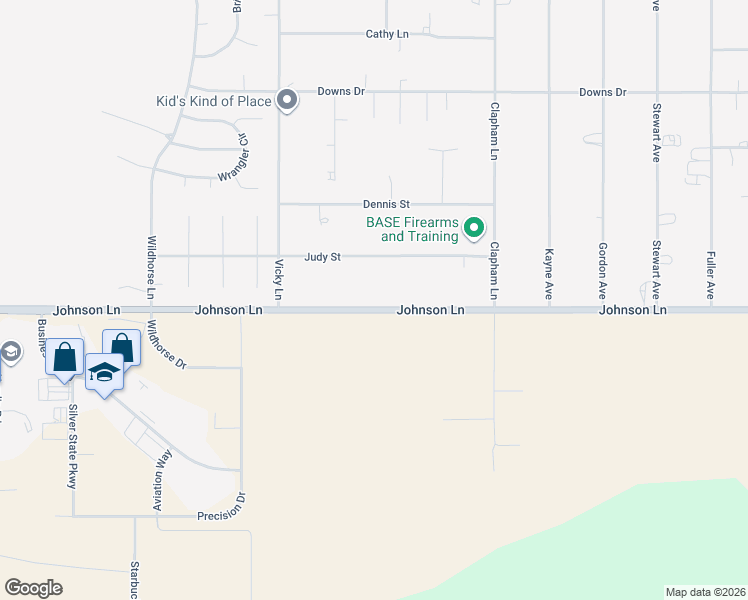map of restaurants, bars, coffee shops, grocery stores, and more near 1336 Johnson Lane in Minden