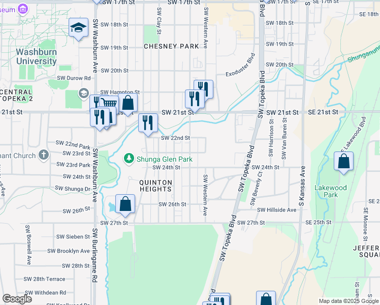 map of restaurants, bars, coffee shops, grocery stores, and more near 1000 Southwest 23rd Street in Topeka