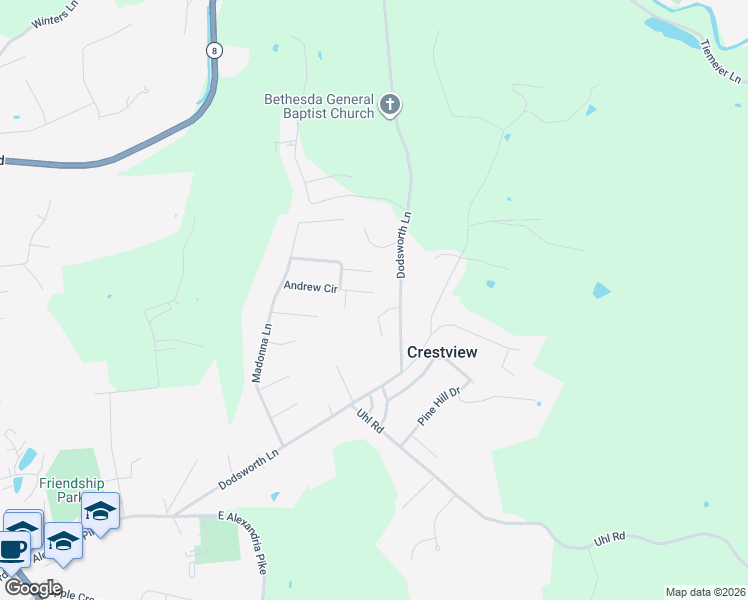 map of restaurants, bars, coffee shops, grocery stores, and more near 5292 Dodsworth Lane in Cold Spring