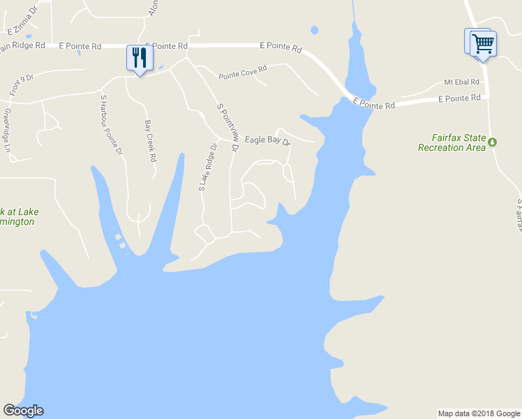 map of restaurants, bars, coffee shops, grocery stores, and more near 1968 East Bay Pointe Drive in Bloomington