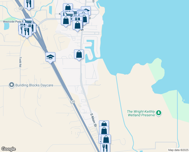 map of restaurants, bars, coffee shops, grocery stores, and more near 1900 South Main Street in Lakeport