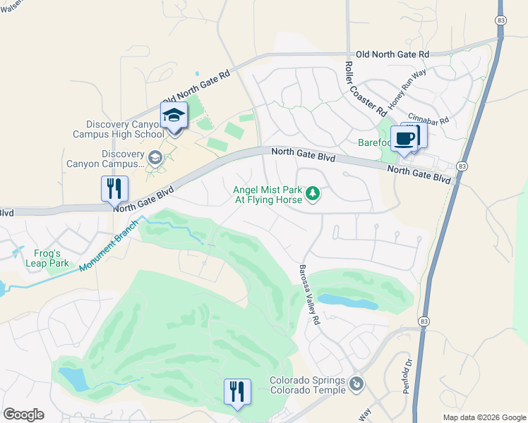 map of restaurants, bars, coffee shops, grocery stores, and more near 1961 Turnbull Drive in Colorado Springs