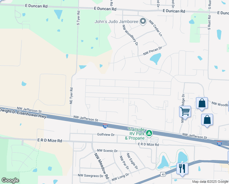 map of restaurants, bars, coffee shops, grocery stores, and more near 1406 NW Eagle Ridge Dr in Grain Valley