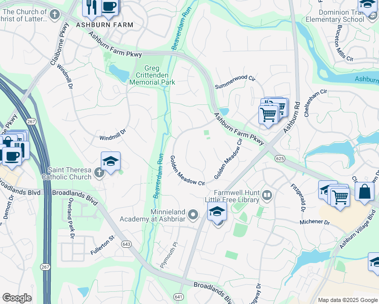map of restaurants, bars, coffee shops, grocery stores, and more near 21316 Sweet Clover Place in Ashburn