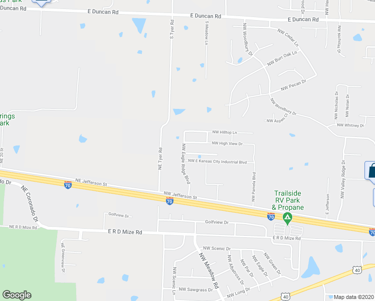 map of restaurants, bars, coffee shops, grocery stores, and more near 1617 NW Eagle Ridge Dr in Grain Valley