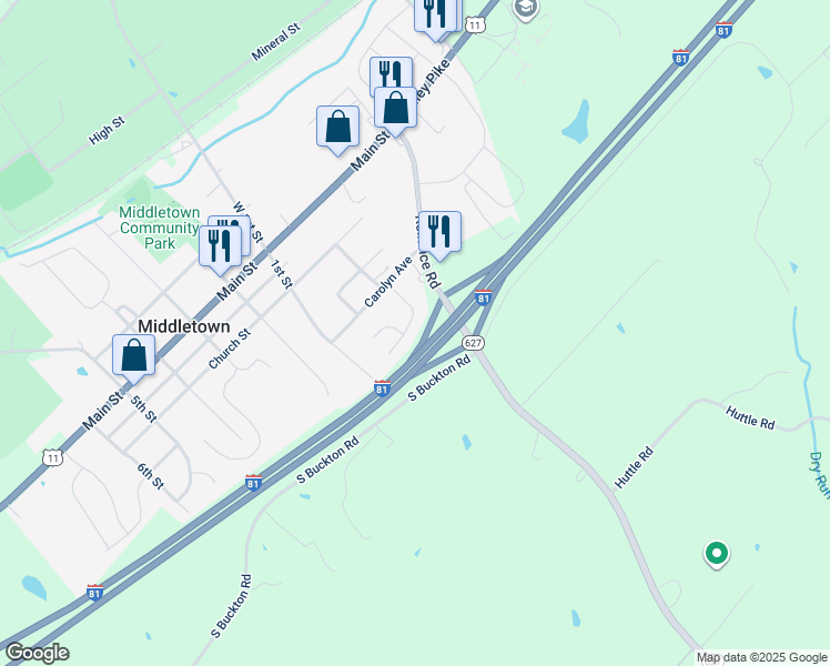 map of restaurants, bars, coffee shops, grocery stores, and more near 2118 Mark Drive in Middletown