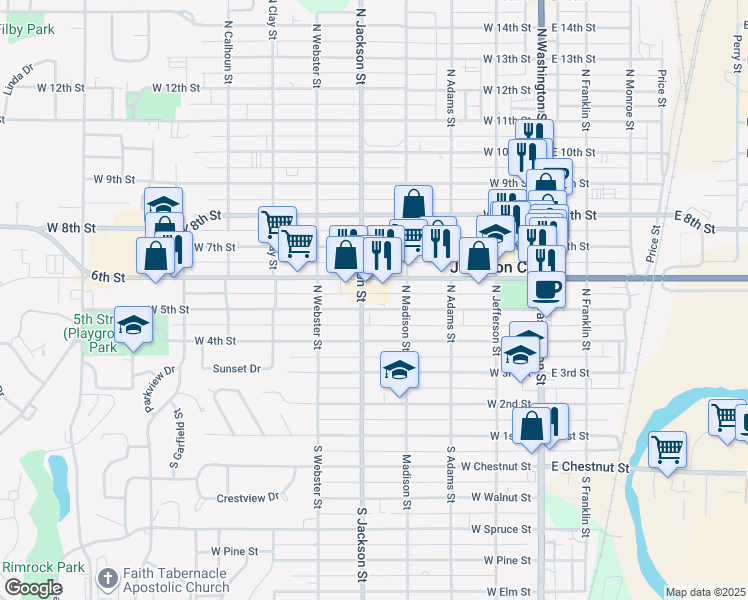 map of restaurants, bars, coffee shops, grocery stores, and more near 432 West 5th Street in Junction City