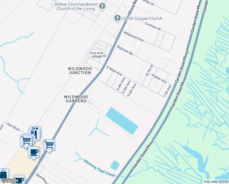 map of restaurants, bars, coffee shops, grocery stores, and more near 400 Edgewood Avenue in Rio Grande